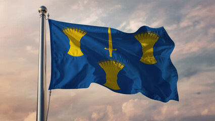 Cheshire Waving Flag Against a Cloudy Sky