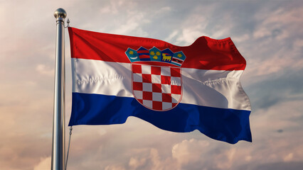 Croatia Waving Flag Against a Cloudy Sky