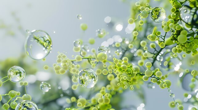 Digital green bubble cell molecule poster background
