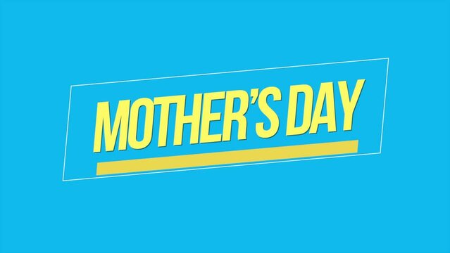 A vibrant yellow and blue banner boldly displaying Mother's Day in blue celebrates a holiday dedicated to honoring and appreciating mothers and motherhood