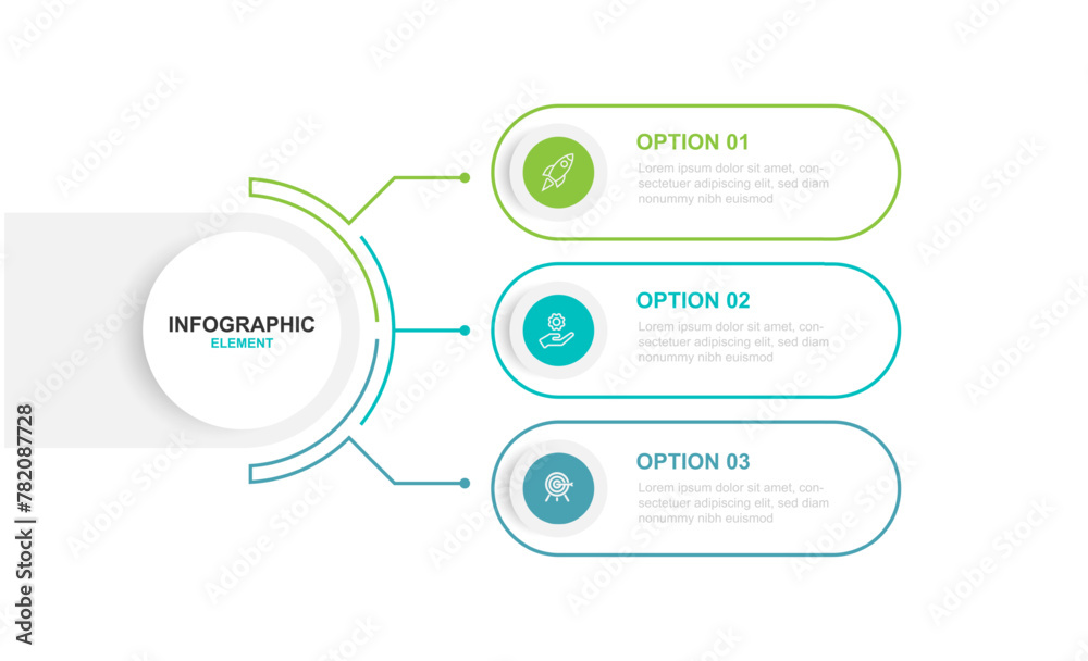 Poster Infographic template vector element with 3 step or section 