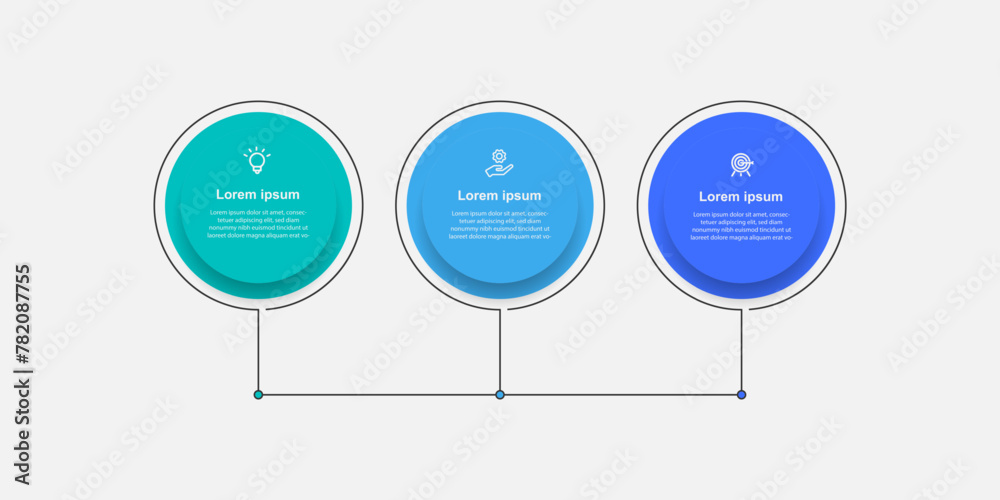 Poster 3 step line connected infographic template vector. 