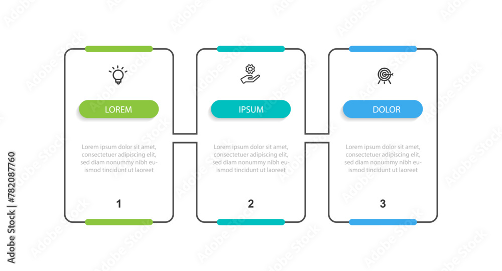 Aufkleber 3 step template infographic vector element