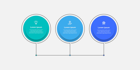 3 step line connected infographic template vector. 
