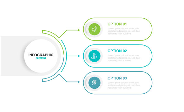 Infographic template vector element with 3 step or section 