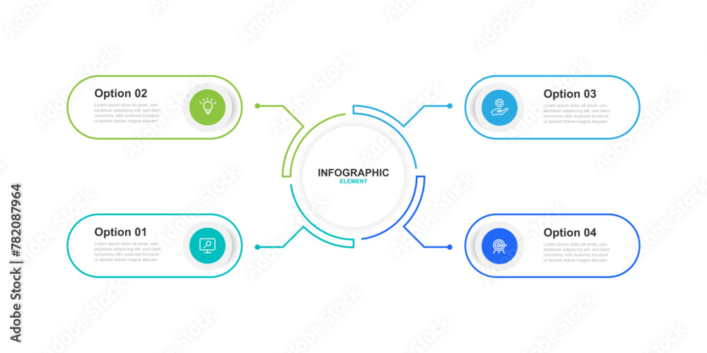 Aufkleber Infographic vector element with 4 step process or option suitable for business information, workflow, presentation, diagram chart and more