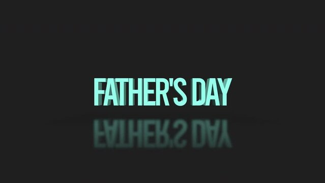 Celebrate Father's Day with a stylish 3D text! This image features the words Father's Day in bold blue and green, with a cool reflective effect on a sleek black background