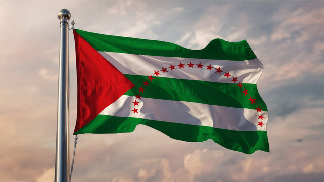 Manabi Waving Flag Against a Cloudy Sky
