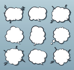 Various dialog clouds. Set of various text bubbles