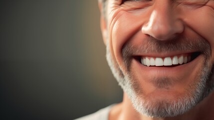 Obraz premium Close-up of a Cheerful Mature Man with a Beaming Smile and Stubble