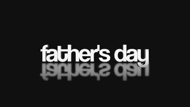 Father's Day greeting card featuring the words Father's Day in white over a black background with a water reflection of a man in a suit and tie