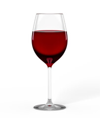 Elegant red wine glass on a white surface