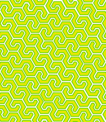 Abstract green yellow seamless geometric pattern on white background