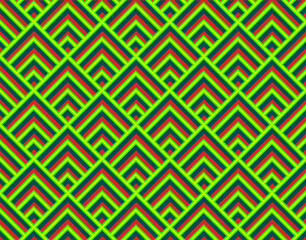 Christmas triangular seamless green red pattern. Vector pattern for background and packaging