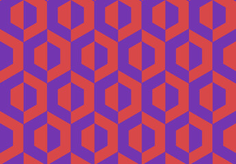Geometric seamless pattern with hexagons for packaging. Red purple seamless pattern