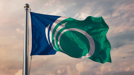 Ottawa Ontario Waving Flag Against a Cloudy Sky