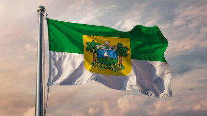 Rio Grande Do Norte Waving Flag Against a Cloudy Sky