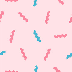 Seamless pattern with blue and pink wavy lines