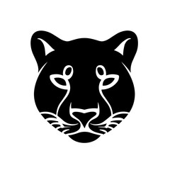Simple animal panther face isolated black icon.