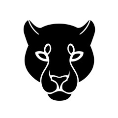 Simple animal panther face isolated black icon.