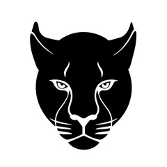 Simple animal panther face isolated black icon.