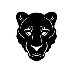 Simple animal panther face isolated black icon.