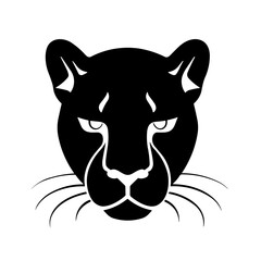 Simple animal panther face isolated black icon.