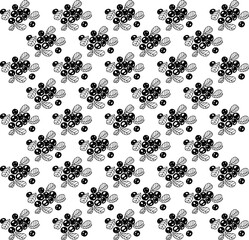 Cranberry black and white seamless pattern. Berries hand drawn sketch background