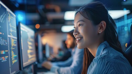 With unwavering concentration, the software developer delves into the digital realm, their fingers dancing across the keyboard, breathing life into lines of code, creating magic within the matrix.
