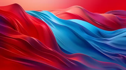 Deurstickers Digital technology red and blue wave abstract poster PPT background © jinzhen