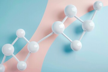 Minimalist hyaluronic acid molecules arranged in a geometric pattern. It conveys order and balance in skin care formulas.