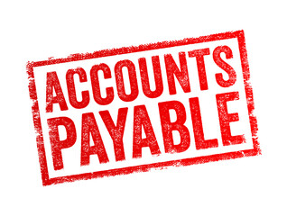 Accounts Payable is money owed by a business to its suppliers shown as a liability on a company's balance sheet, text concept stamp