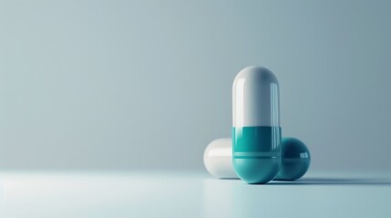 Blue and White Pill on Table