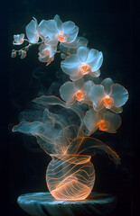 Bioluminescent orchids in holographic display: The intersection of nature and technology
