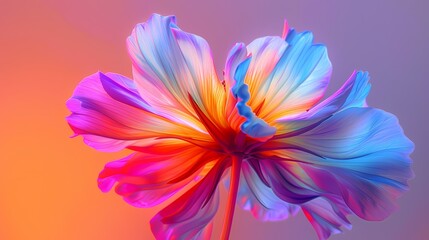 Obraz premium Digital color gradient flower macro perspective poster background