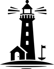 Lighthouse silhouette outline vector illustration