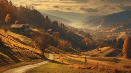 Autumn scenery in the mountains.AI generated image