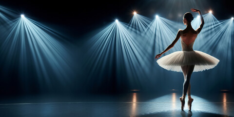 A captivating moment unfolds as a ballerina takes center stage, her graceful silhouette illuminated...