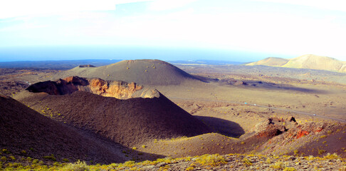 Vulkankegel auf der Insel Lanzarote, Panorama, Kanaren, Spanien, Europa © Aggi Schmid