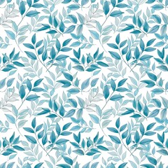 Fototapeta premium fabric pattern seamless leaves light blue white background textile design fashionable modern vintage motif craft beauty luxury creativity colorful wedding 