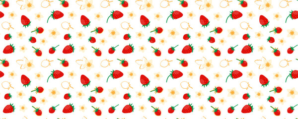 Seamless pattern. Juicy strawberries on an isolated background. Modern summer pattern