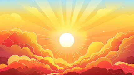Sun illustration shining brightly in the sky