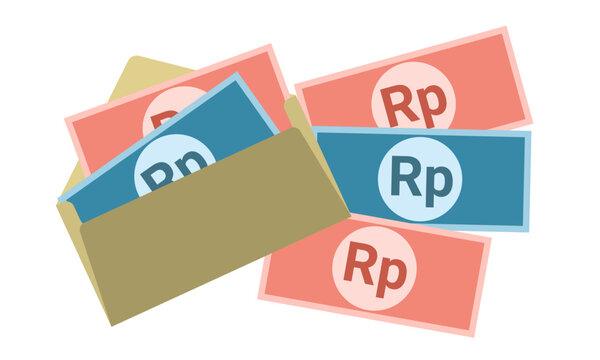 Indonesian banknote paper money Rupiah currency with envelope vector image