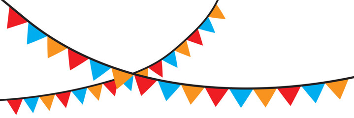 Obraz premium Color triangle flags garlands on dark background. Bunting flags banner best for Birthday party and carnival garland decoration. Vector clipart. Cinco De Mayo flags. 11:11