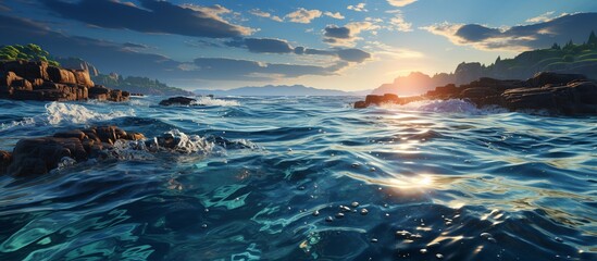 Beautiful seascape. Sunrise over the sea. - obrazy, fototapety, plakaty