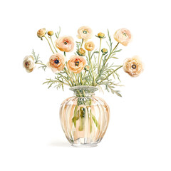 Obraz premium 花瓶に活けられた花のイラスト