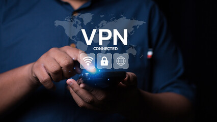 VPN Virtual private network concept. Internet security, encrypted connection for anonymous internet...