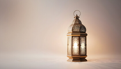 Ramadan Kareem Lamp background. Ornamental Arabic lantern with burning candle glowing at night....