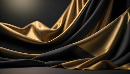 Luxury black and gold fabric abstract Background