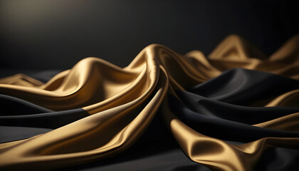 Luxury black and gold fabric abstract Background
